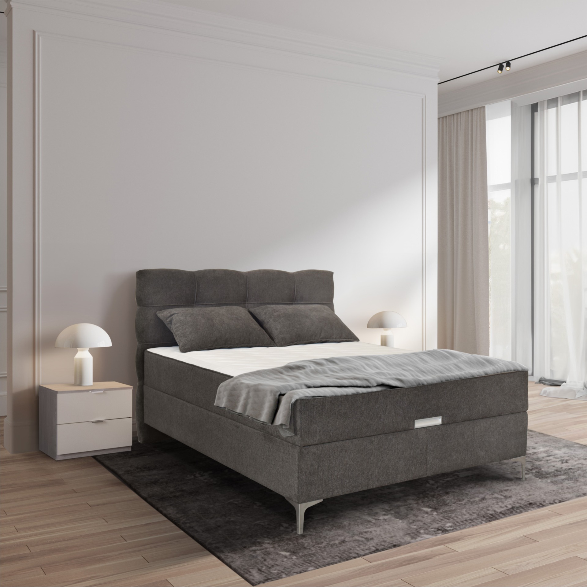 1433-krevet-200x160-korleone-new Krevet 200x160 Korleone New (sivo) - Slika 1